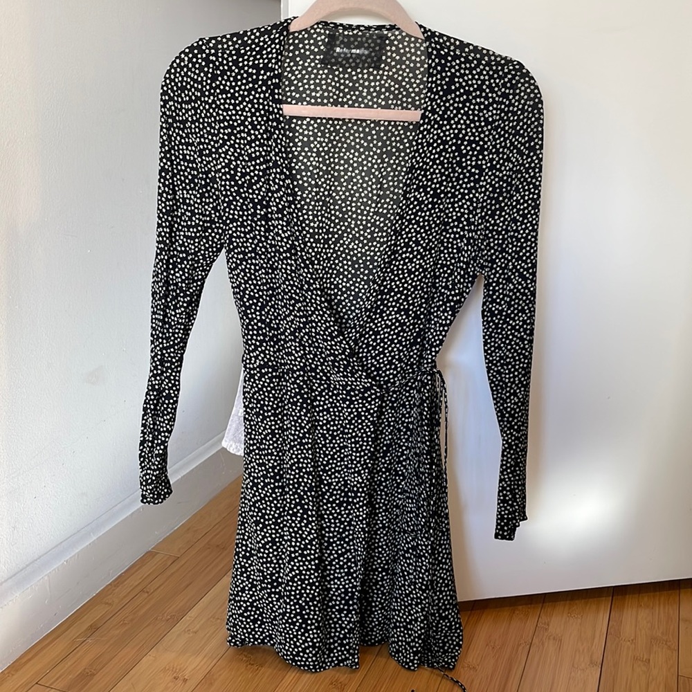 Reformation black floral dress size S